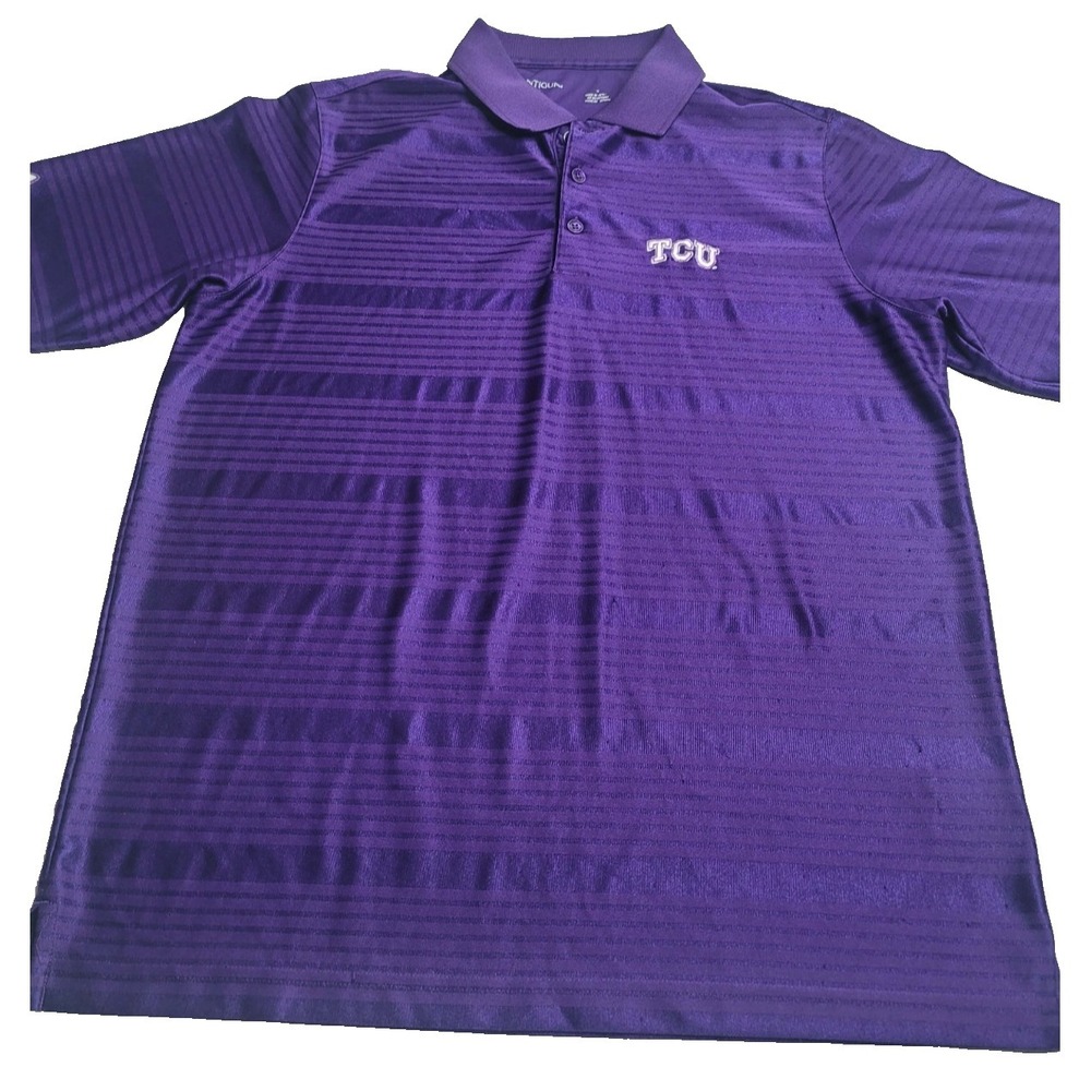 Antigua Texas Christian University TCU Horned Frogs Purple Polo Shirt Men's L